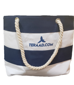canvas beach bag with teraad logo